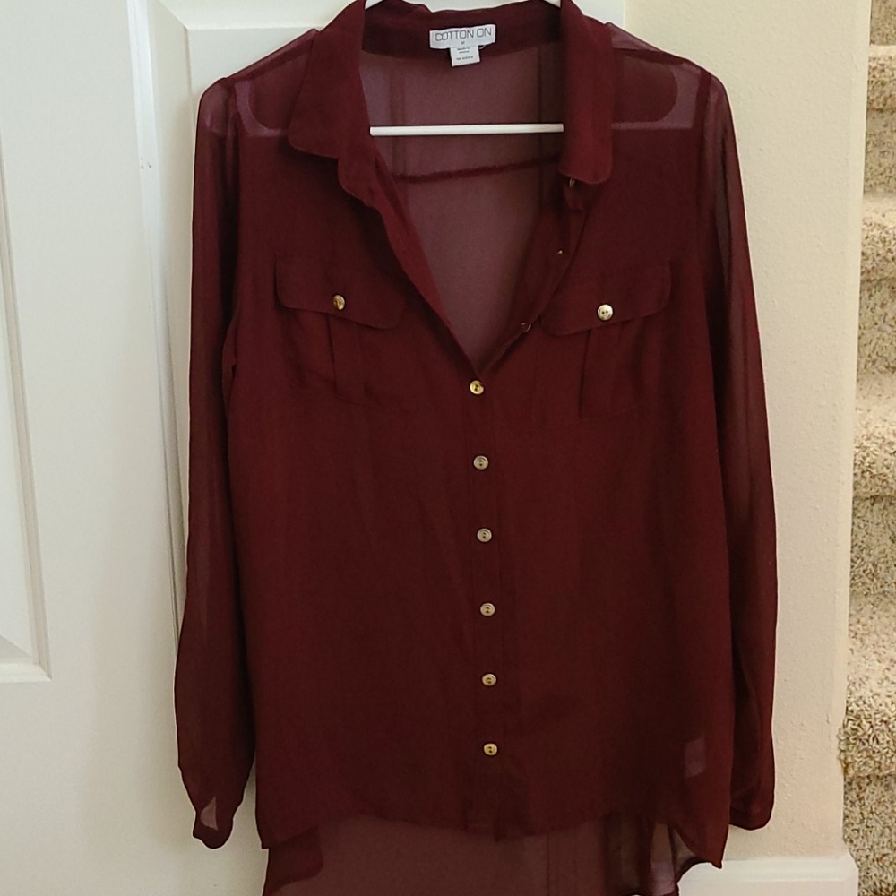 Cotton On chiffon high-low shirt